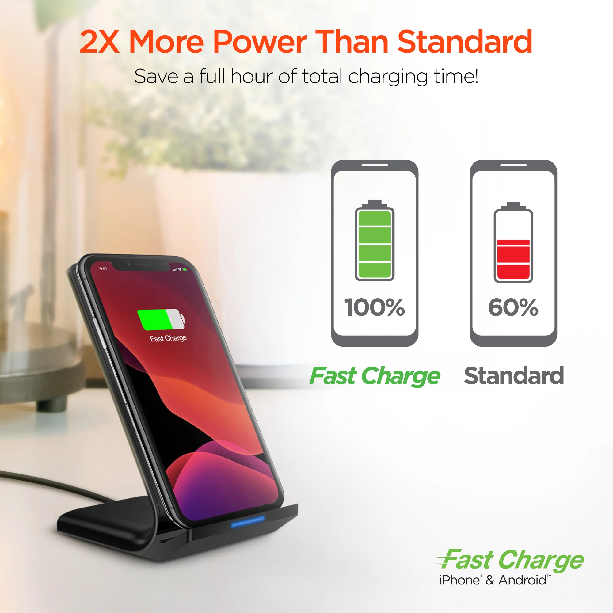 HyperGear 10W Wireless Fast Charging Stand - Black - Image 3