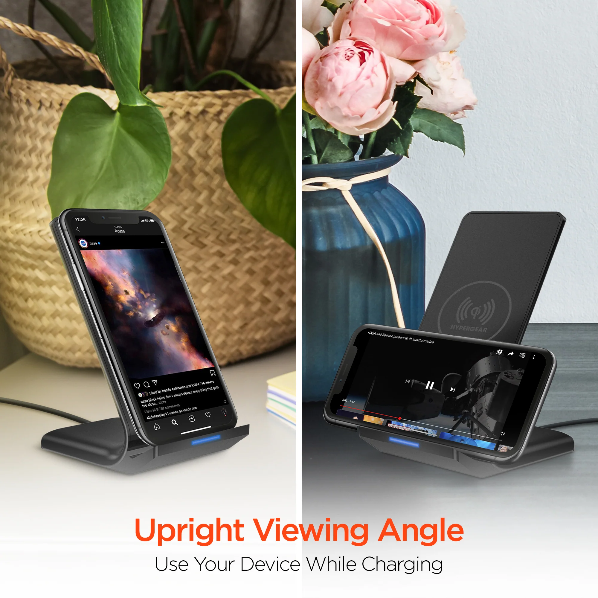 HyperGear 10W Wireless Fast Charging Stand - Black - Image 5
