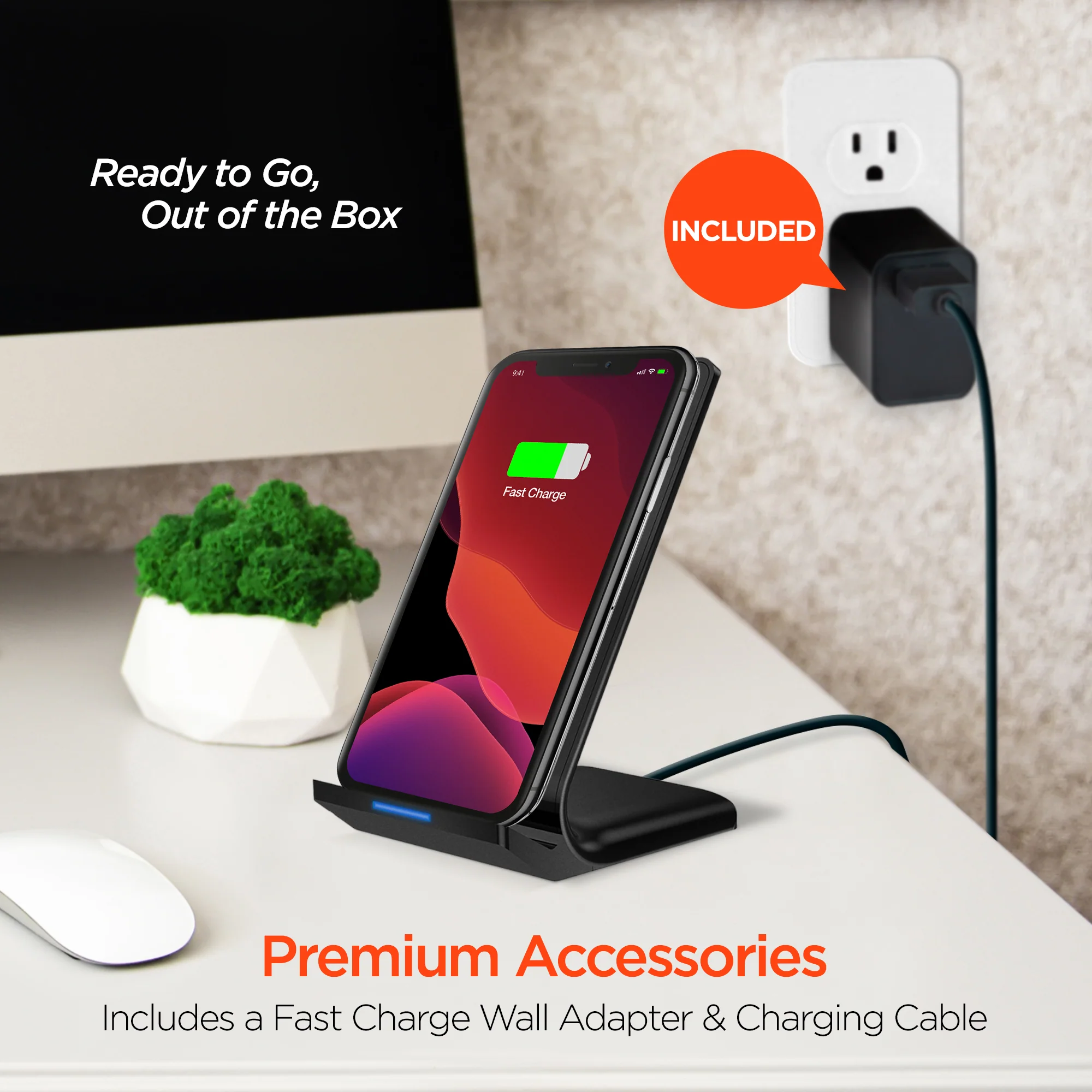 HyperGear 10W Wireless Fast Charging Stand - Black - Image 7