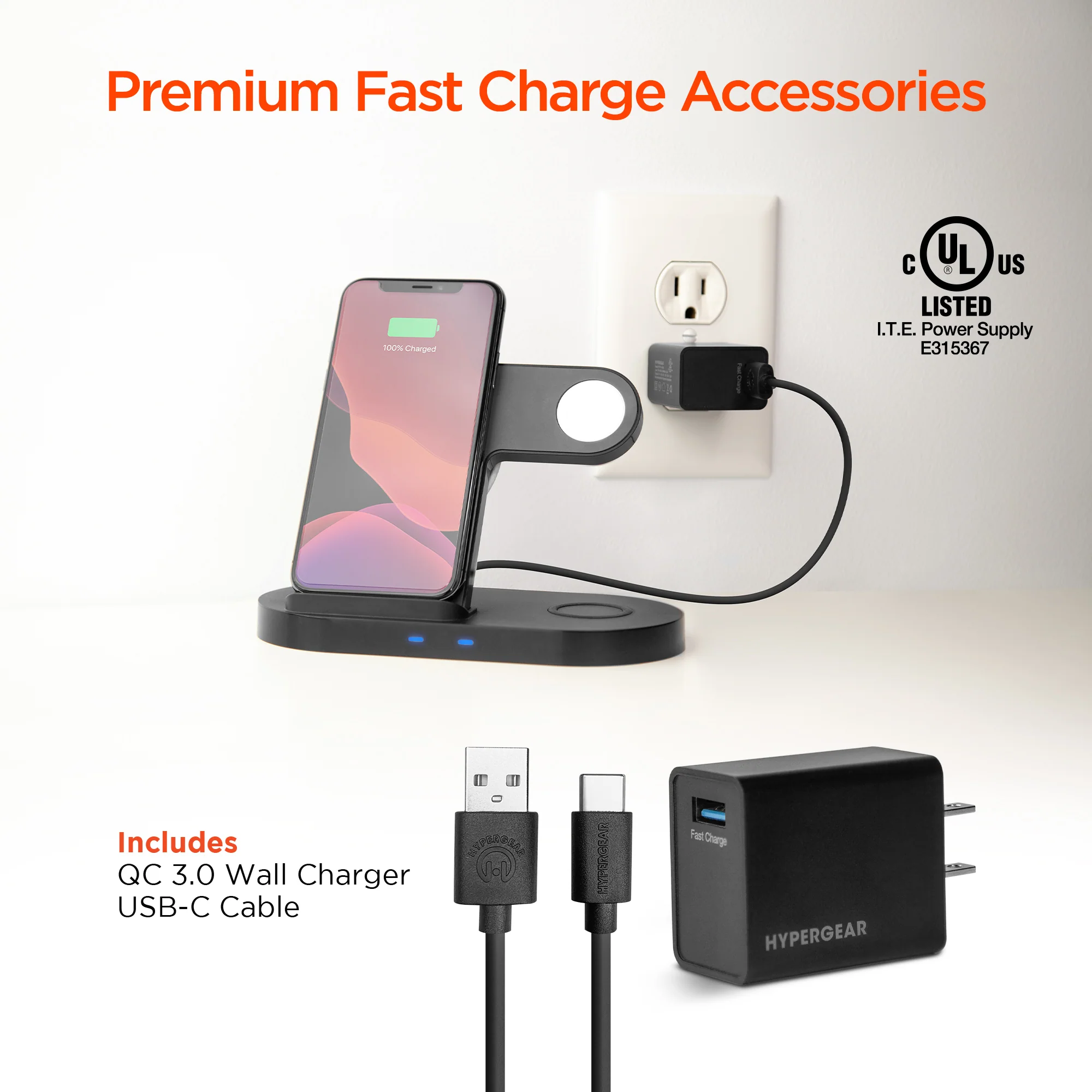 HyperGear 3-in-1 Wireless Charging Dock | Black - Image 10