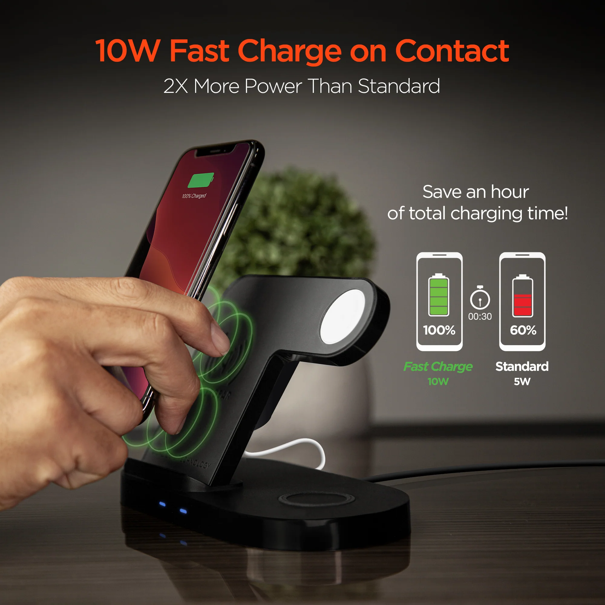 HyperGear 3-in-1 Wireless Charging Dock | Black - Image 4
