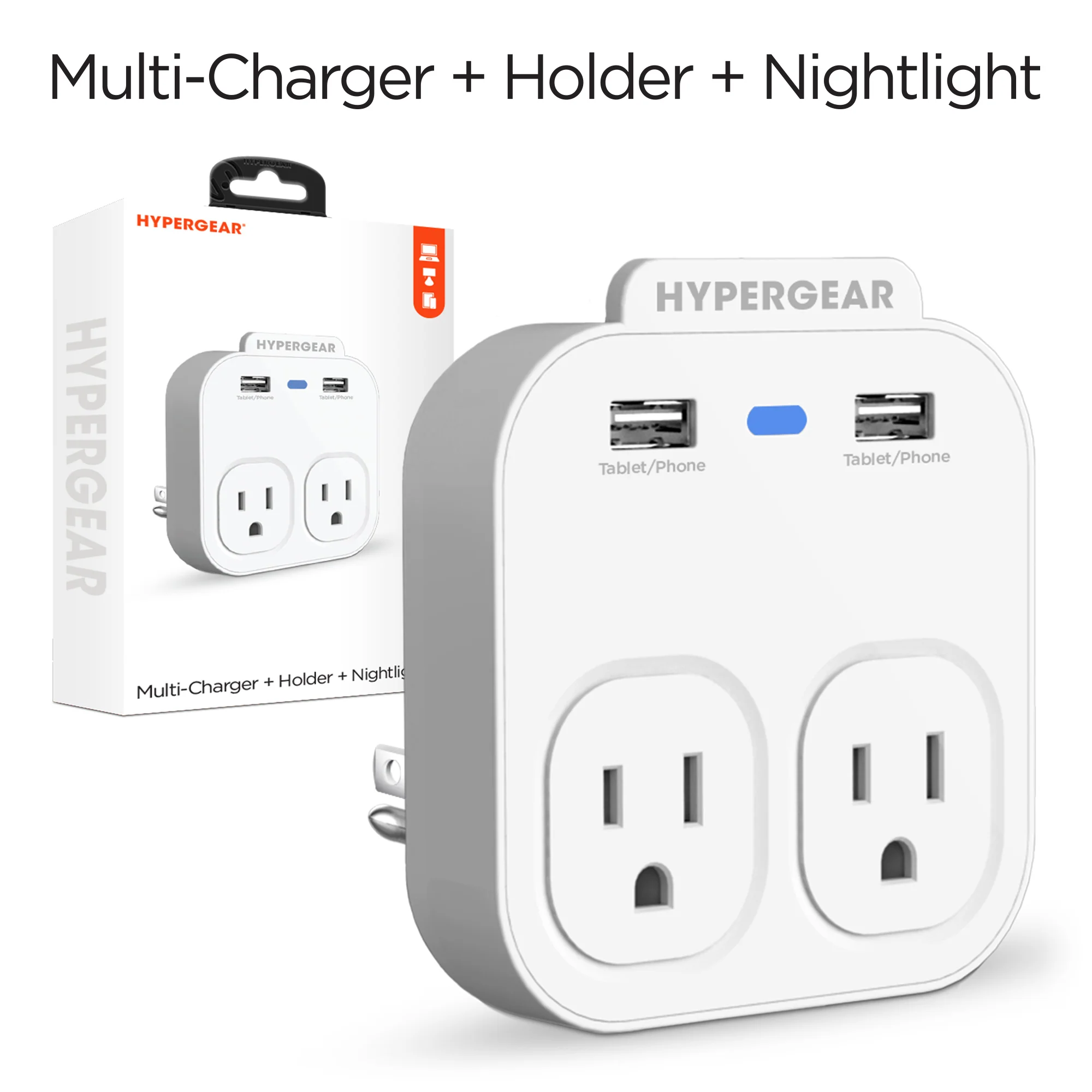 HYPERGEAR Wall Adapter Power Strip with Dual USB and Dual AC Outlets | White - Image 7