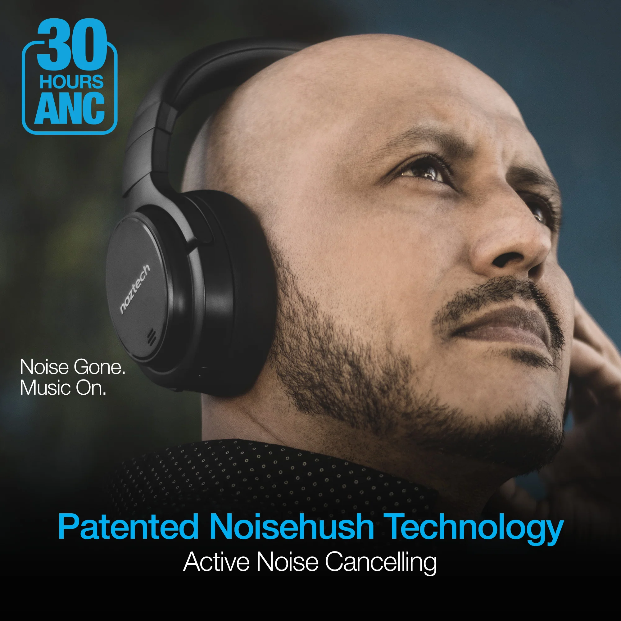 Naztech DRIVER ANC1000 Active Noise Cancelling Wireless Headphones - Black - Image 3