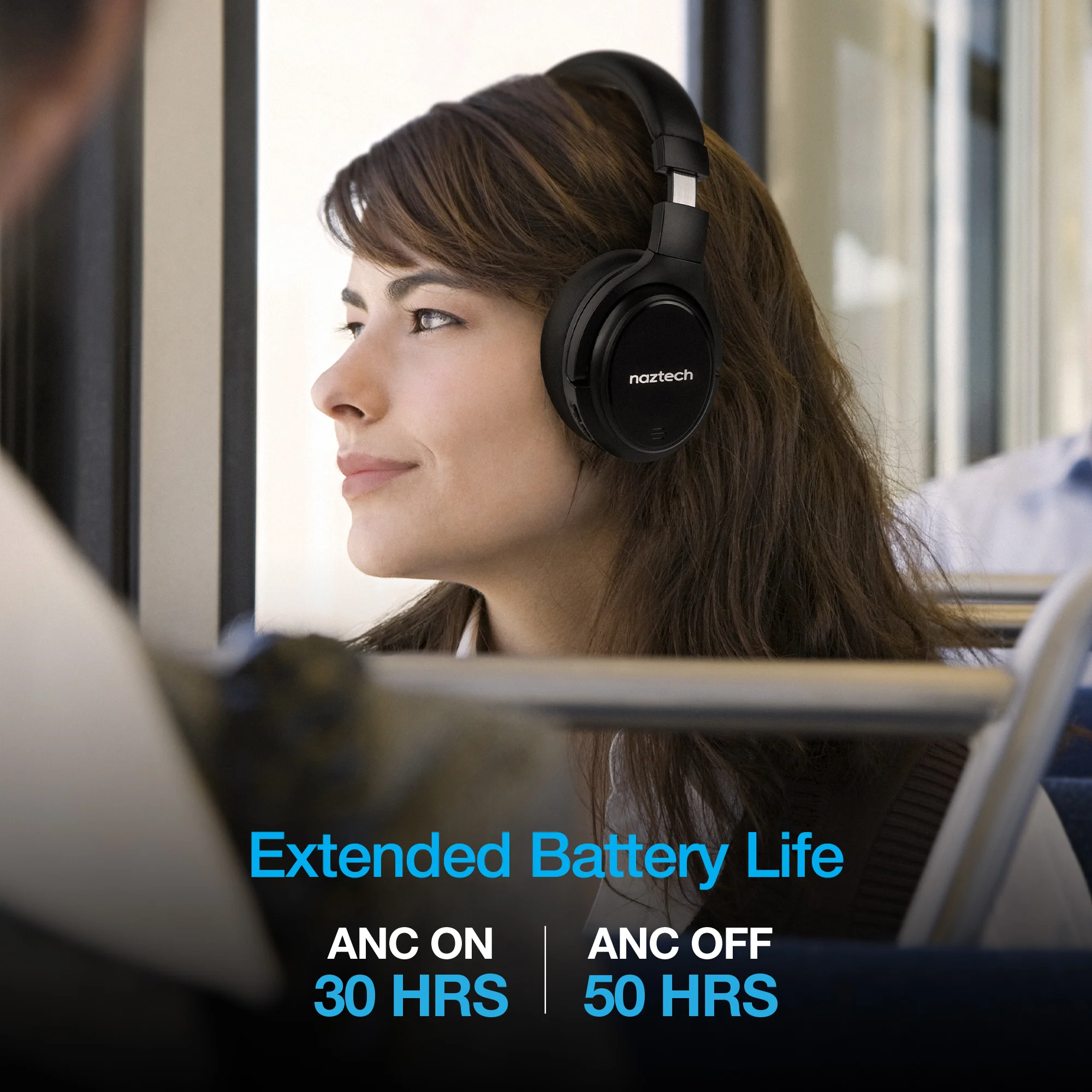 Naztech DRIVER ANC1000 Active Noise Cancelling Wireless Headphones - Black - Image 4