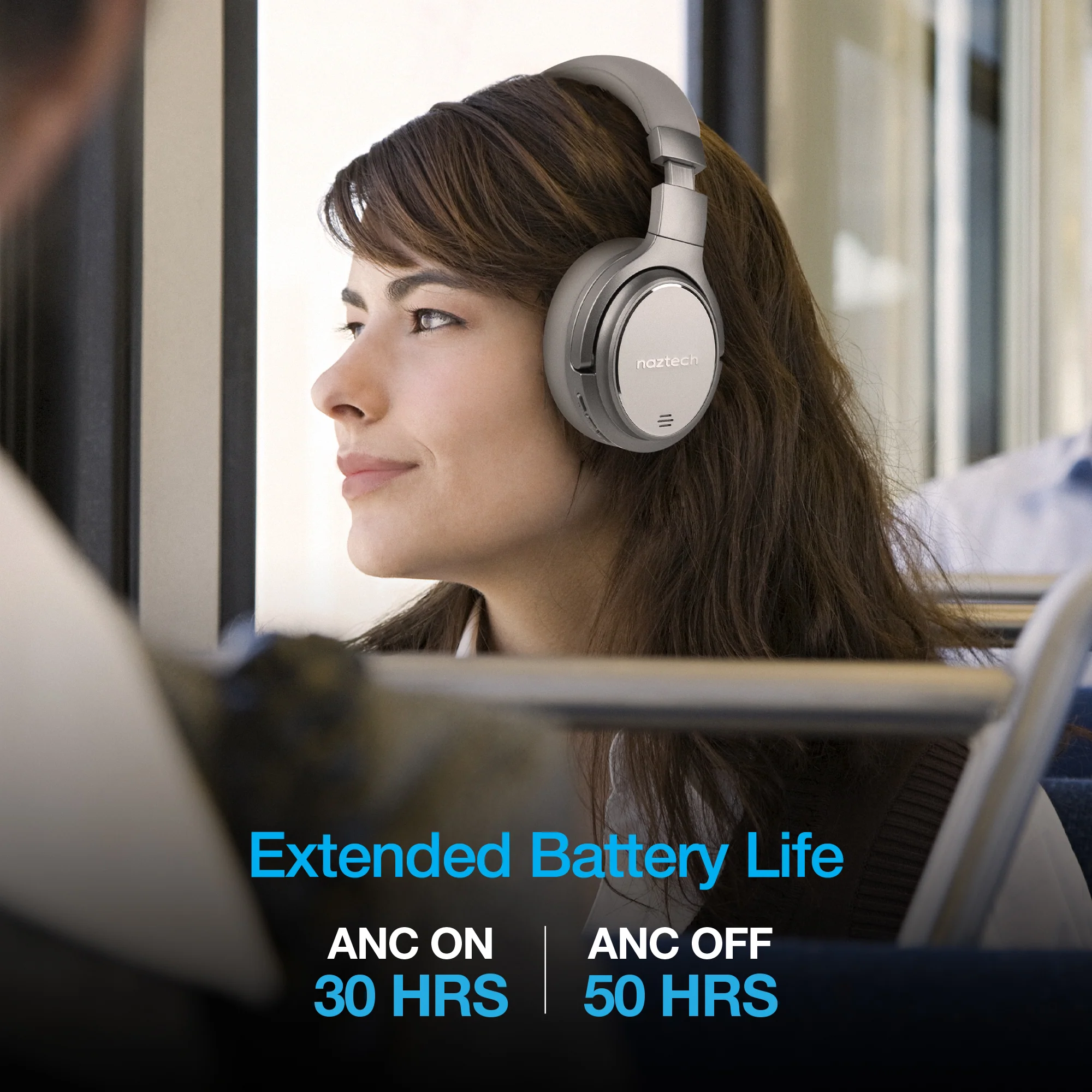 Naztech DRIVER ANC1000 Active Noise Cancelling Wireless Headphones - Gray - Image 4