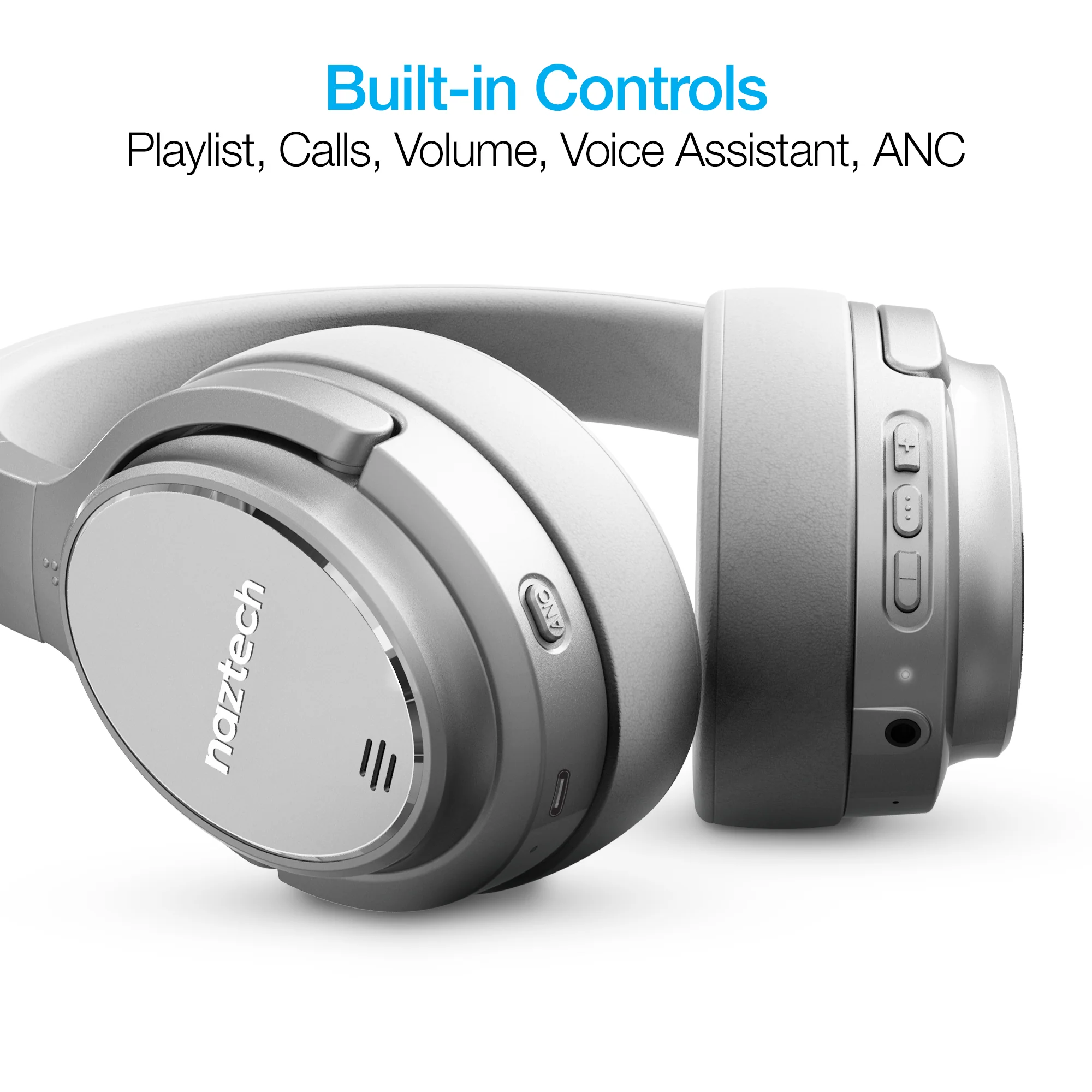 Naztech DRIVER ANC1000 Active Noise Cancelling Wireless Headphones - Gray - Image 6