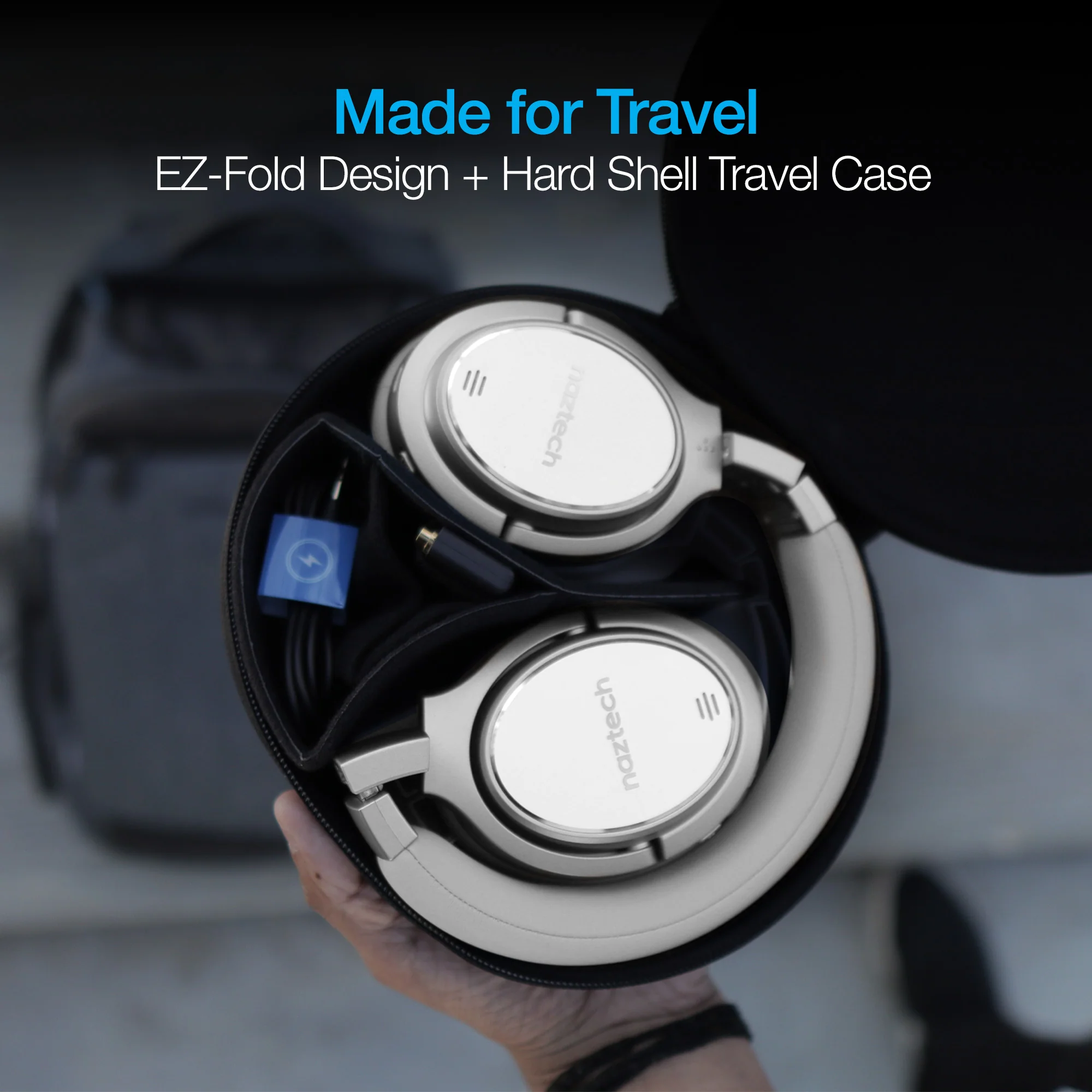 Naztech DRIVER ANC1000 Active Noise Cancelling Wireless Headphones - Gray - Image 9