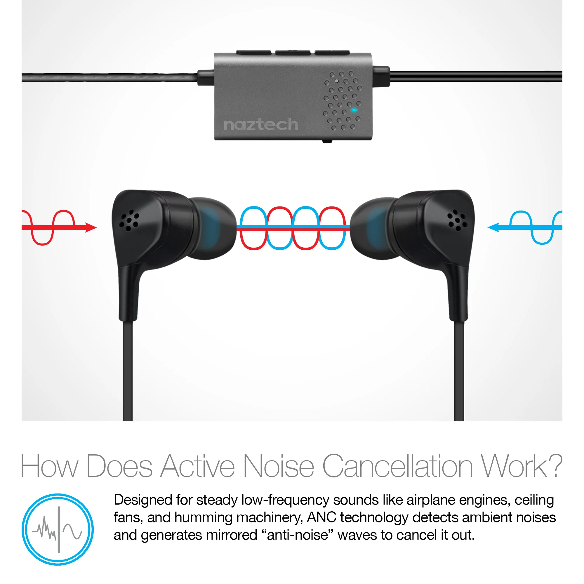 Naztech X1 ANC Noise Cancelling Earphones - Wired - Image 4
