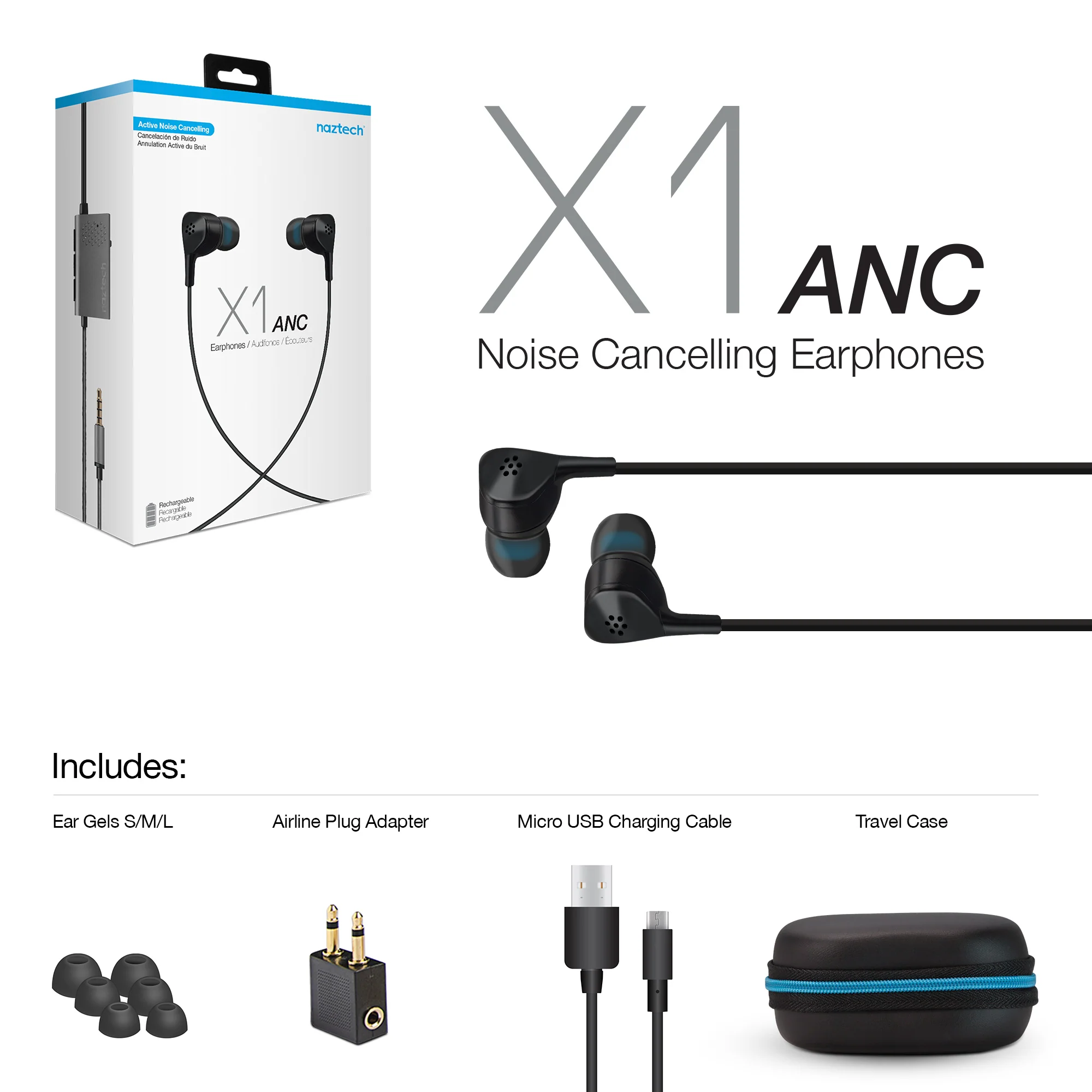 Naztech X1 ANC Noise Cancelling Earphones - Wired - Image 7