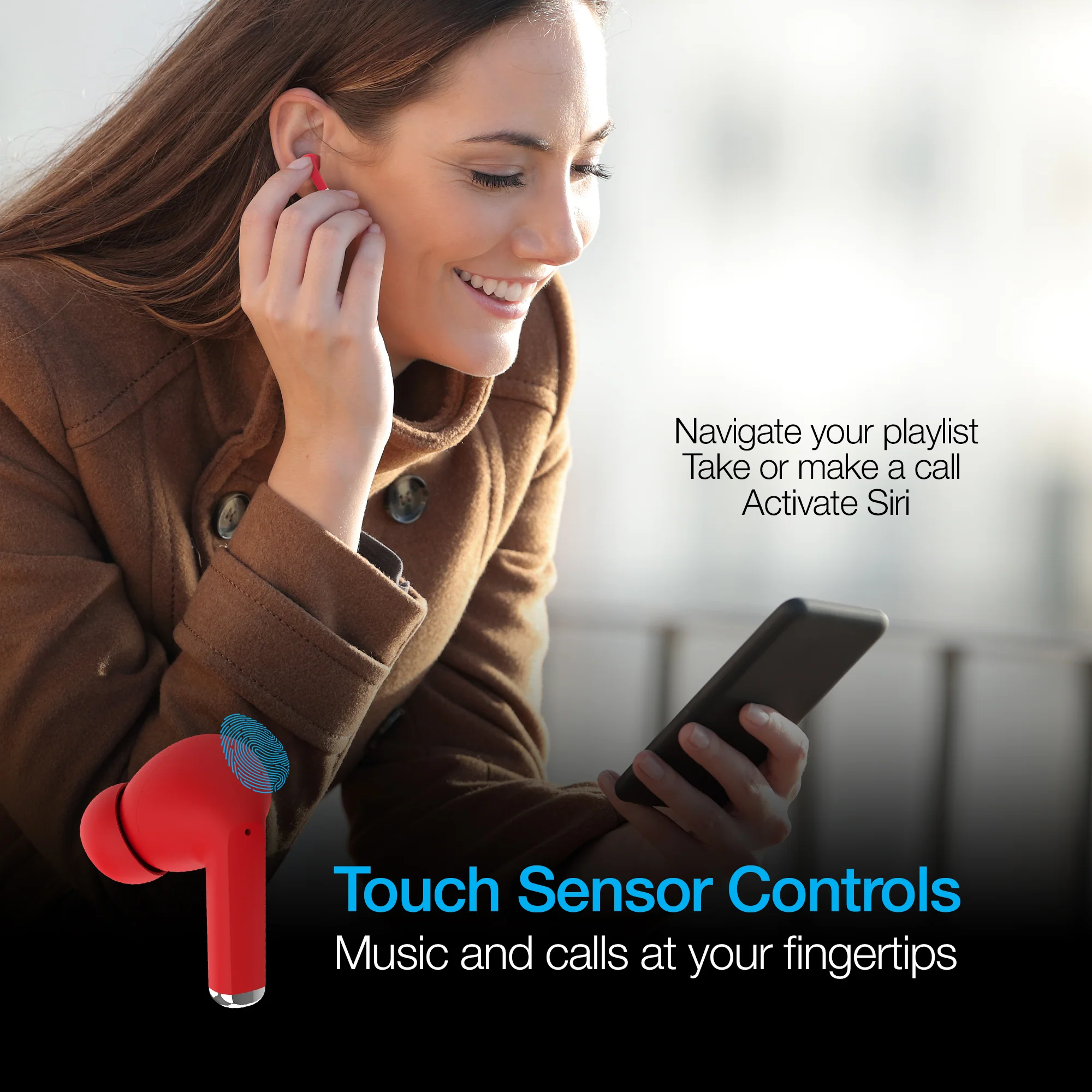 Naztech Xpods PRO True Wireless Earbuds with Wireless Charging Case | Red - Image 11