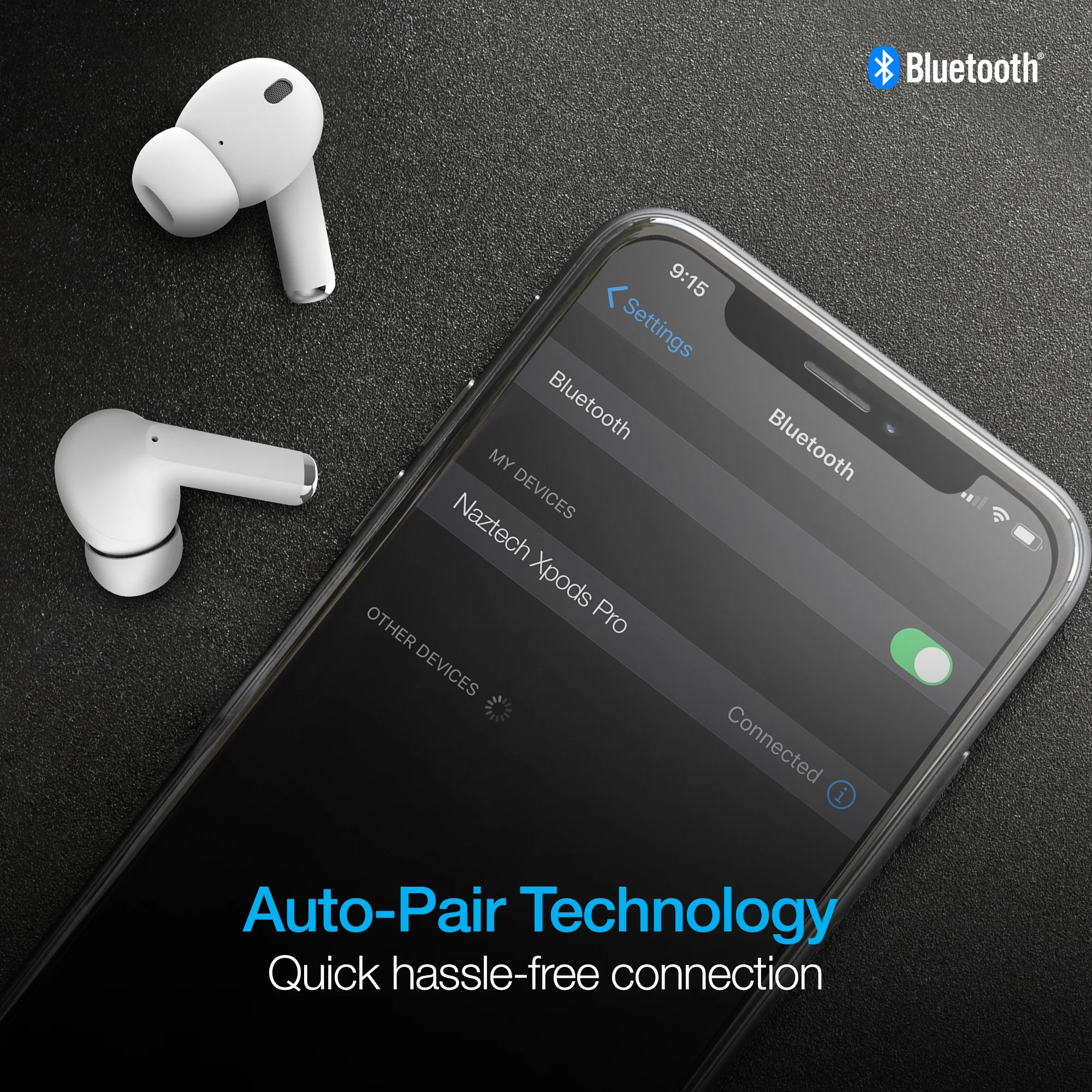 Naztech Xpods PRO True Wireless Earbuds with Wireless Charging Case | White - Image 8